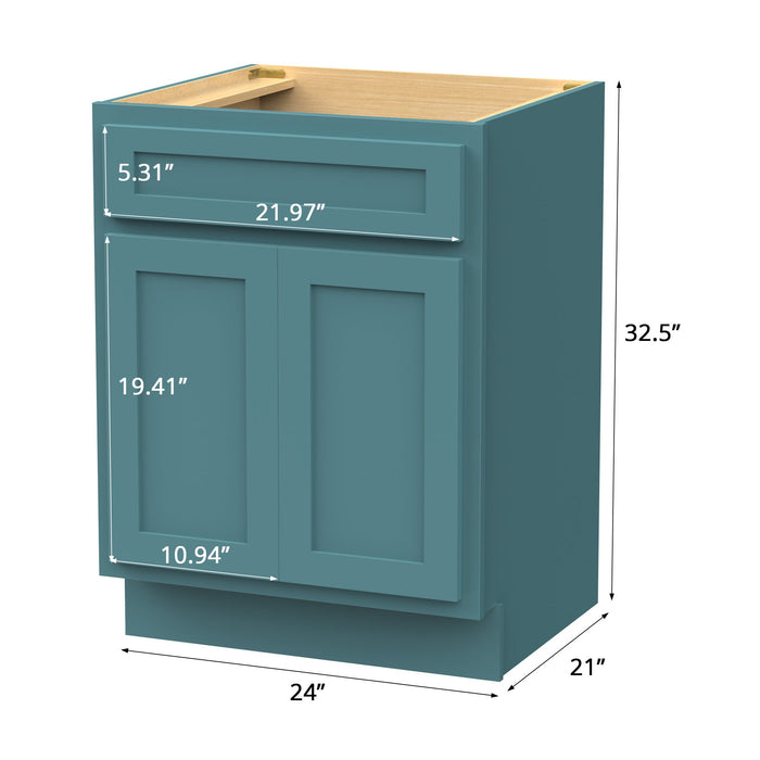 24" Bathroom Vanity Cabinet, Solid Wood Bathroom Sink Cabinet Organizer with Double Shutter Door - HomeBeyond