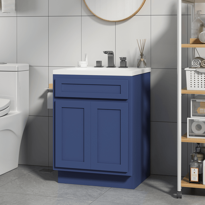 24" Bathroom Vanity Cabinet, Solid Wood Bathroom Sink Cabinet Organizer with Double Shutter Door - HomeBeyond
