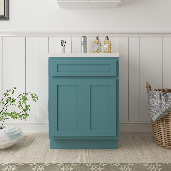 24" Bathroom Vanity Cabinet, Solid Wood Bathroom Sink Cabinet Organizer with Double Shutter Door - HomeBeyond