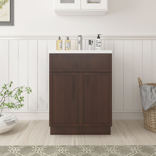 24" Birch Plywood Freestanding Single Base Storage Cabinet with Soft Close Door - HomeBeyond