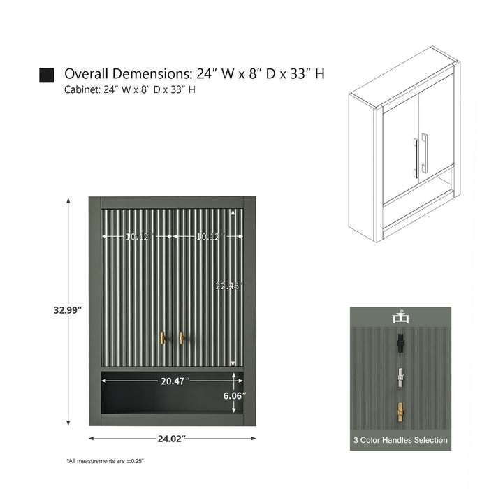24" Modern Wall-Mounted Bathroom Storage Cabinet with Soft-Closing Doors VA91-TC - HomeBeyond