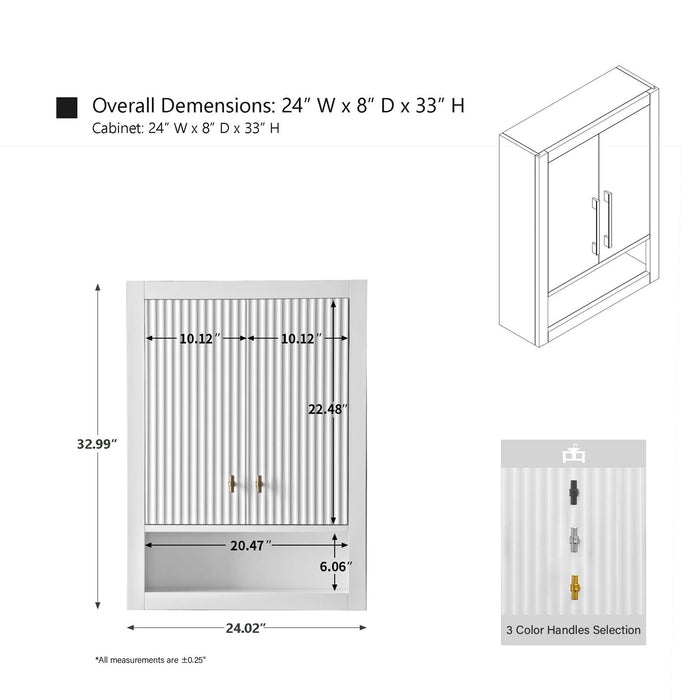 24" Modern Wall-Mounted Bathroom Storage Cabinet with Soft-Closing Doors VA91-TC - HomeBeyond