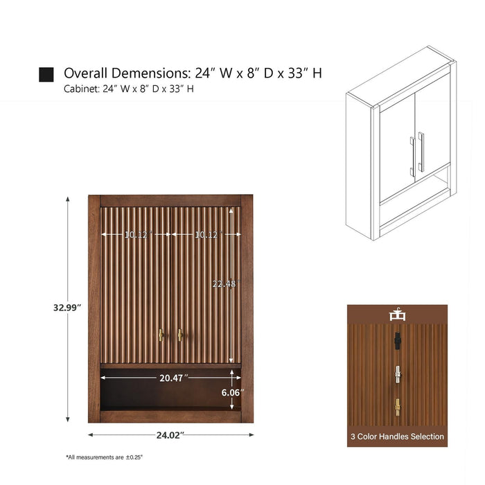 24" Modern Wall-Mounted Bathroom Storage Cabinet with Soft-Closing Doors VA91-TC - HomeBeyond