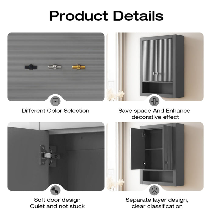 24" Modern Wall-Mounted Bathroom Storage Cabinet with Soft-Closing Doors VA91-TC - HomeBeyond