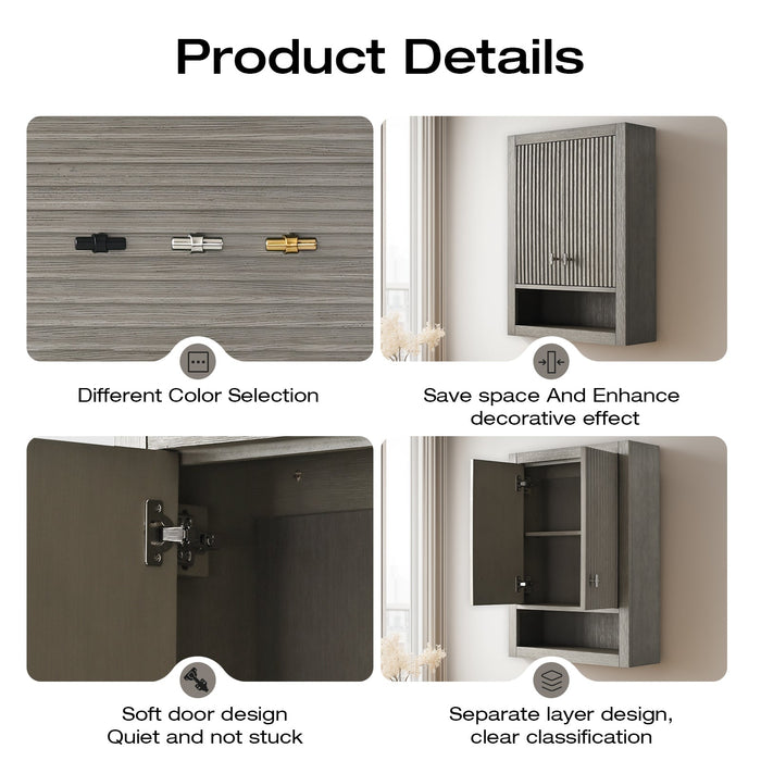 24" Modern Wall-Mounted Bathroom Storage Cabinet with Soft-Closing Doors VA91-TC - HomeBeyond
