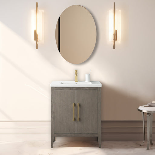 24" Single Sink Bathroom Vanity Cabinet with Ceramic Top - HomeBeyond