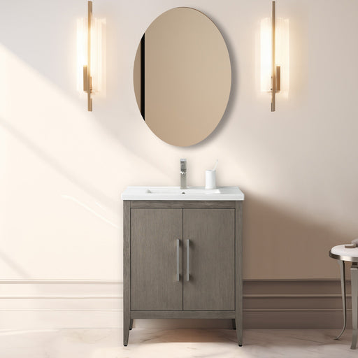 24" Single Sink Bathroom Vanity Cabinet with Ceramic Top - HomeBeyond