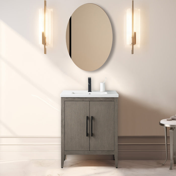 24" Single Sink Bathroom Vanity Cabinet with Ceramic Top - HomeBeyond