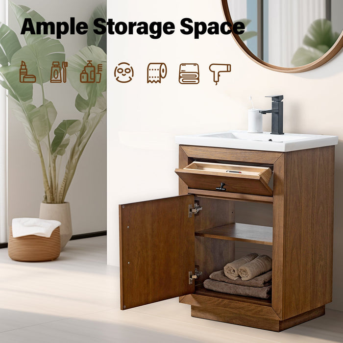 24" Single Sink Bathroom Vanity with Sink and Top - HomeBeyond