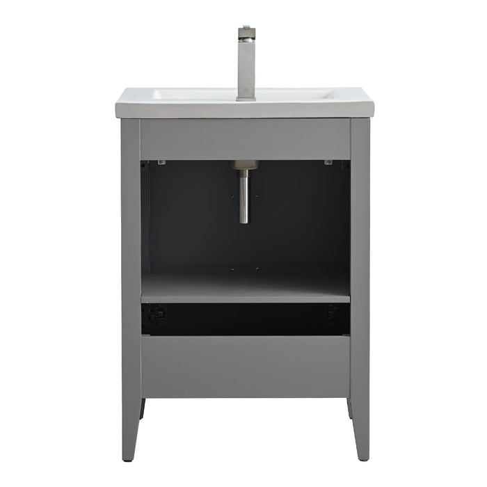 24" Single Sink Modern Freestanding Bathroom Vanity Set with Arabescato White Engineered Marble Top – Storage Cabinet with Soft-Closing Doors VA9024 - HomeBeyond