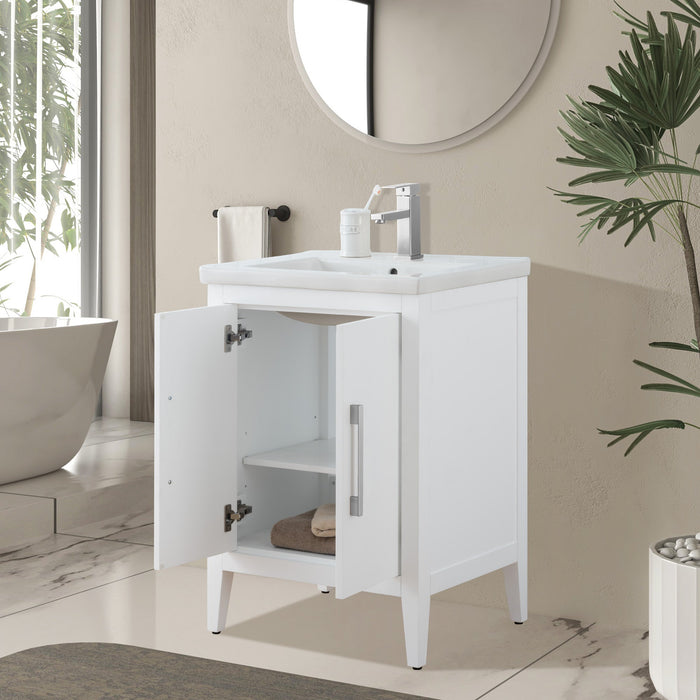 24" Single Sink Modern Freestanding Bathroom Vanity Set with Arabescato White Engineered Marble Top – Storage Cabinet with Soft-Closing Doors VA9024 - HomeBeyond