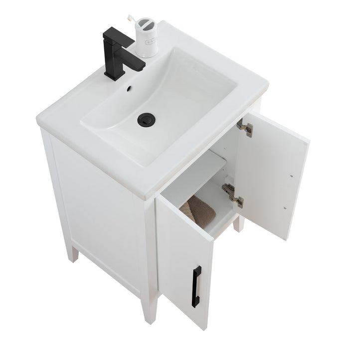 24" Single Sink Modern Freestanding Bathroom Vanity Set with Arabescato White Engineered Marble Top – Storage Cabinet with Soft-Closing Doors VA9024 - HomeBeyond