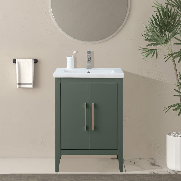 24" Single Sink Modern Freestanding Bathroom Vanity Set with Arabescato White Engineered Marble Top – Storage Cabinet with Soft-Closing Doors VA9024 - HomeBeyond