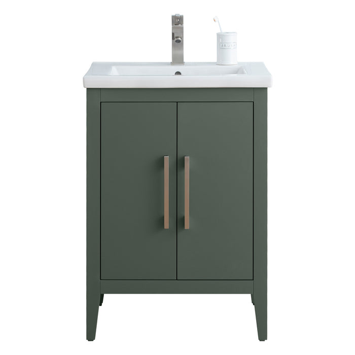 24" Single Sink Modern Freestanding Bathroom Vanity Set with Arabescato White Engineered Marble Top – Storage Cabinet with Soft-Closing Doors VA9024 - HomeBeyond