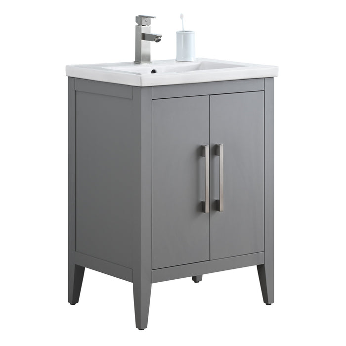 24" Single Sink Modern Freestanding Bathroom Vanity Set with Arabescato White Engineered Marble Top – Storage Cabinet with Soft-Closing Doors VA9024 - HomeBeyond
