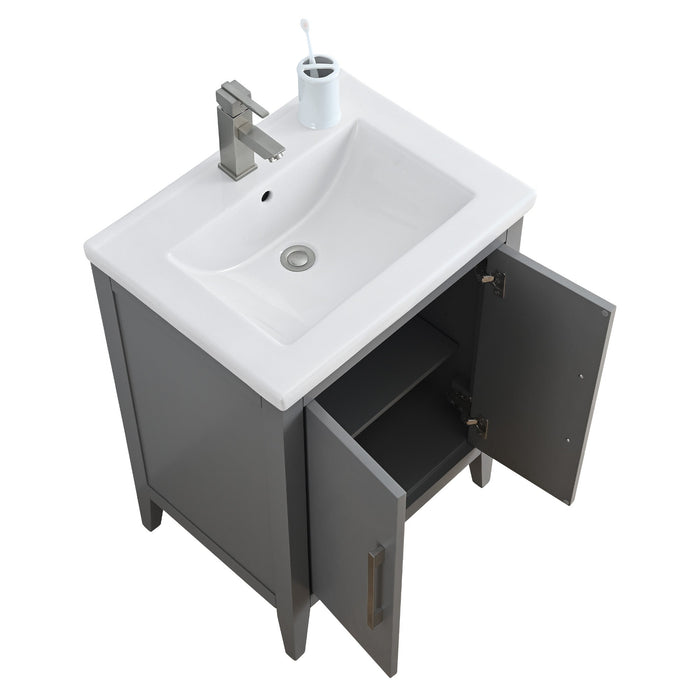 24" Single Sink Modern Freestanding Bathroom Vanity Set with Arabescato White Engineered Marble Top – Storage Cabinet with Soft-Closing Doors VA9024 - HomeBeyond