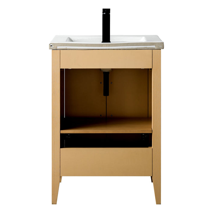 24" Single Sink Modern Freestanding Bathroom Vanity Set with Arabescato White Engineered Marble Top – Storage Cabinet with Soft-Closing Doors VA9024 - HomeBeyond