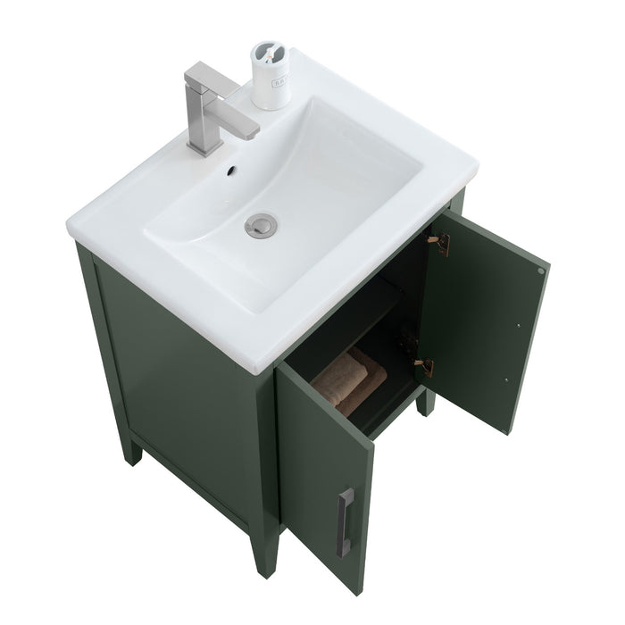 24" Single Sink Modern Freestanding Bathroom Vanity Set with Arabescato White Engineered Marble Top – Storage Cabinet with Soft-Closing Doors VA9024 - HomeBeyond