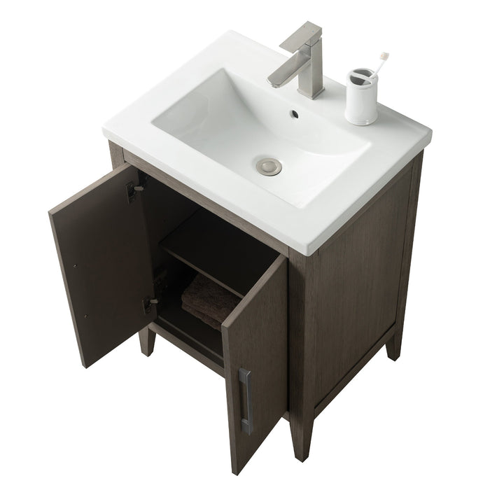 24" Single Sink Modern Freestanding Bathroom Vanity Set with Arabescato White Engineered Marble Top – Storage Cabinet with Soft-Closing Doors VA9024 - HomeBeyond