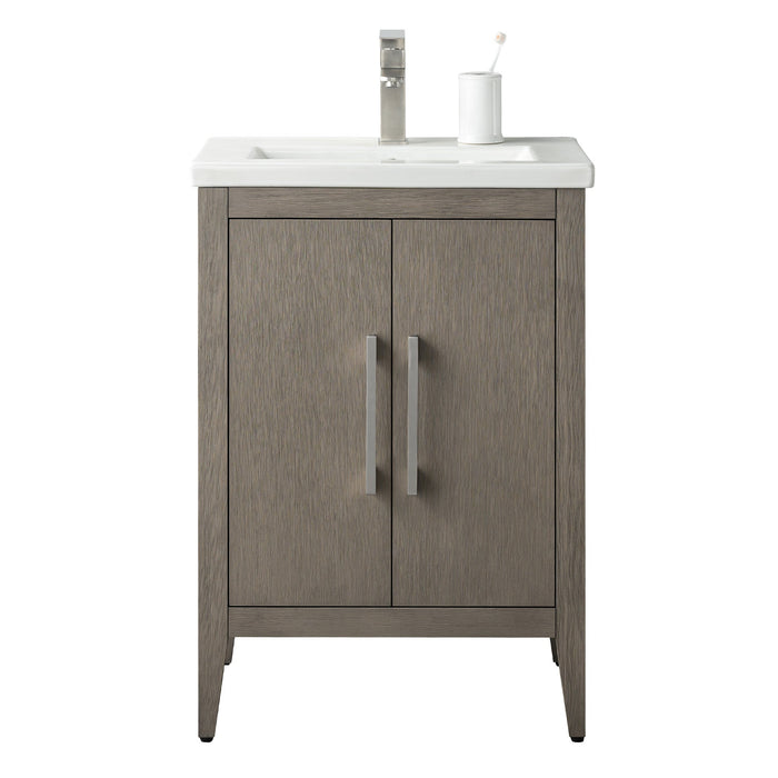 24" Single Sink Modern Freestanding Bathroom Vanity Set with Arabescato White Engineered Marble Top – Storage Cabinet with Soft-Closing Doors VA9024 - HomeBeyond
