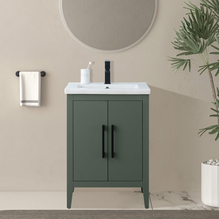 24" Single Sink Modern Freestanding Bathroom Vanity Set with Arabescato White Engineered Marble Top – Storage Cabinet with Soft-Closing Doors VA9024 - HomeBeyond