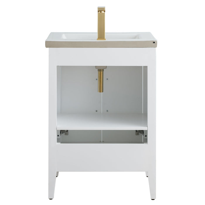 24" Single Sink Modern Freestanding Bathroom Vanity Set with Arabescato White Engineered Marble Top – Storage Cabinet with Soft-Closing Doors VA9024 - HomeBeyond