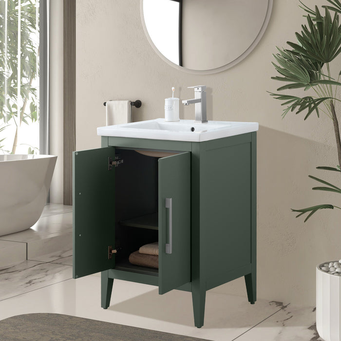 24" Single Sink Modern Freestanding Bathroom Vanity Set with Arabescato White Engineered Marble Top – Storage Cabinet with Soft-Closing Doors VA9024 - HomeBeyond
