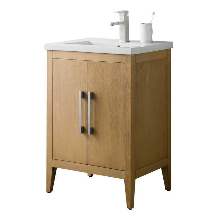 24" Single Sink Modern Freestanding Bathroom Vanity Set with Arabescato White Engineered Marble Top – Storage Cabinet with Soft-Closing Doors VA9024 - HomeBeyond