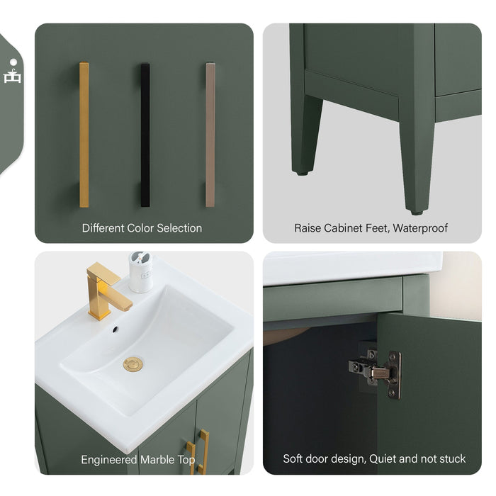 24" Single Sink Modern Freestanding Bathroom Vanity Set with Arabescato White Engineered Marble Top – Storage Cabinet with Soft-Closing Doors VA9024 - HomeBeyond