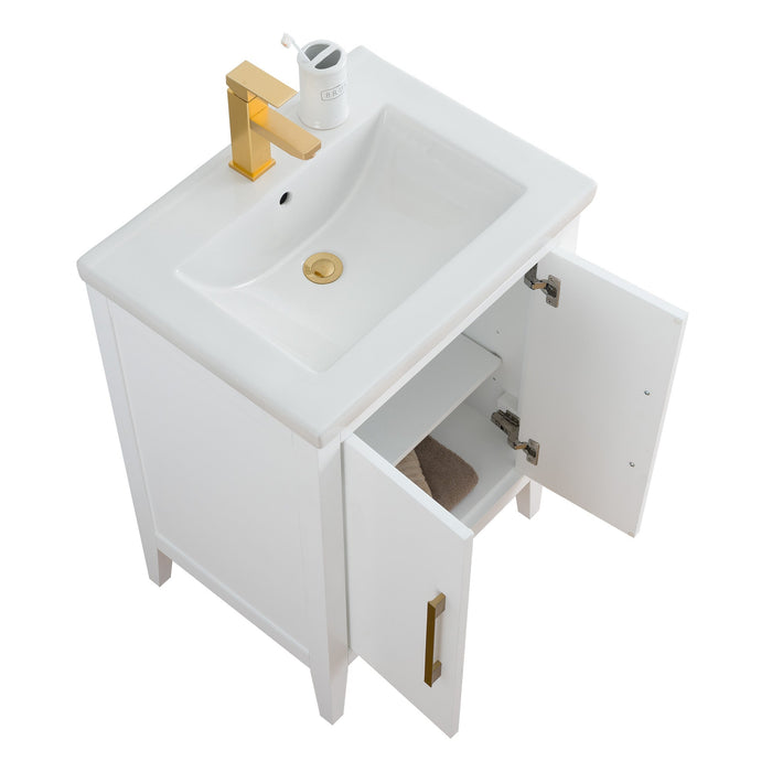 24" Single Sink Modern Freestanding Bathroom Vanity Set with Arabescato White Engineered Marble Top – Storage Cabinet with Soft-Closing Doors VA9024 - HomeBeyond