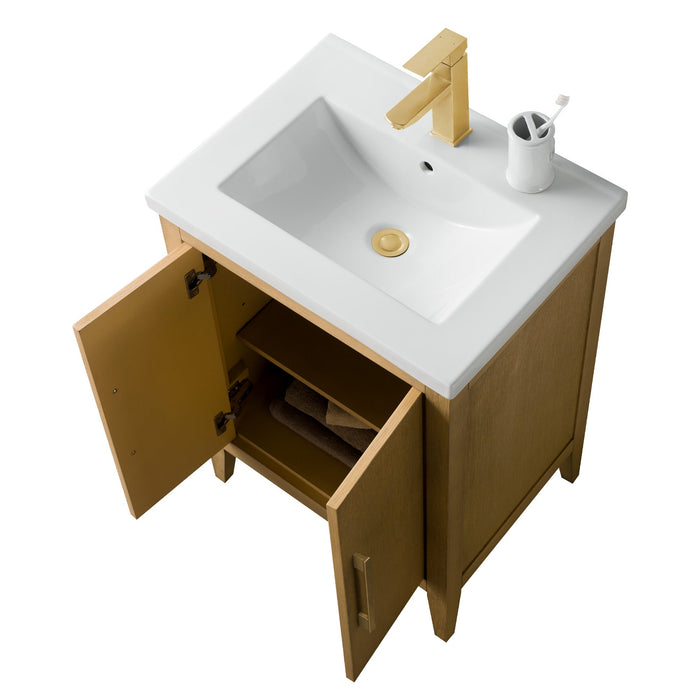 24" Single Sink Modern Freestanding Bathroom Vanity Set with Arabescato White Engineered Marble Top – Storage Cabinet with Soft-Closing Doors VA9024 - HomeBeyond