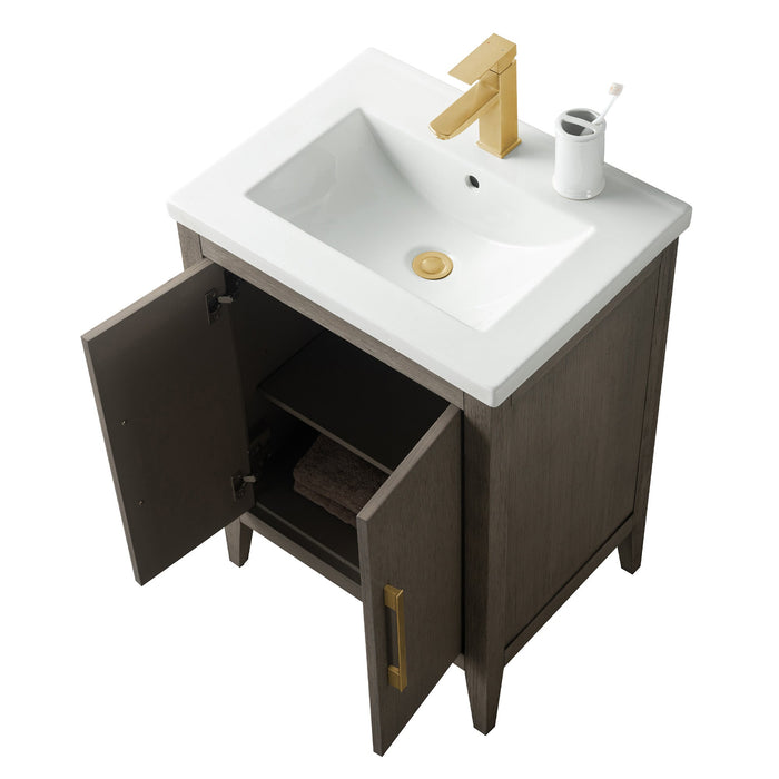 24" Single Sink Modern Freestanding Bathroom Vanity Set with Arabescato White Engineered Marble Top – Storage Cabinet with Soft-Closing Doors VA9024 - HomeBeyond