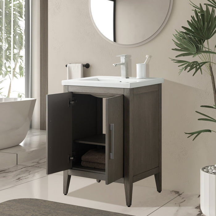 24" Single Sink Modern Freestanding Bathroom Vanity Set with Arabescato White Engineered Marble Top – Storage Cabinet with Soft-Closing Doors VA9024 - HomeBeyond