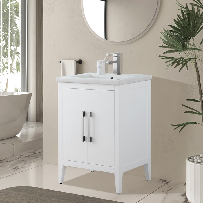 24" Single Sink Modern Freestanding Bathroom Vanity Set with Arabescato White Engineered Marble Top – Storage Cabinet with Soft-Closing Doors VA9024 - HomeBeyond