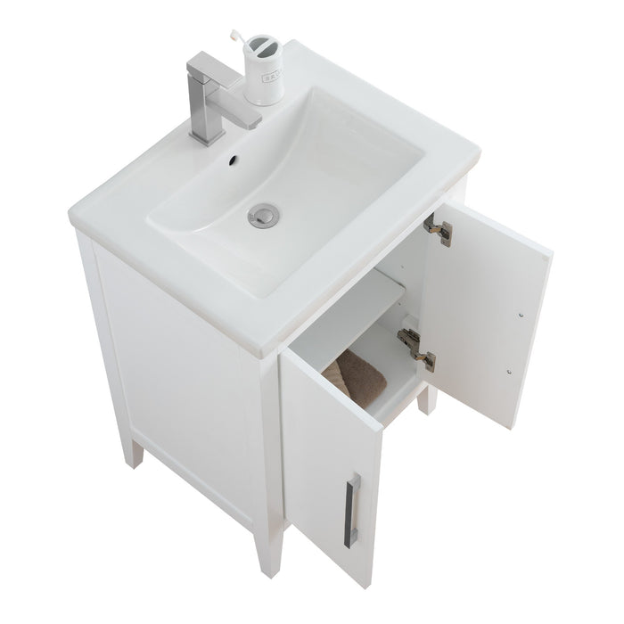 24" Single Sink Modern Freestanding Bathroom Vanity Set with Arabescato White Engineered Marble Top – Storage Cabinet with Soft-Closing Doors VA9024 - HomeBeyond