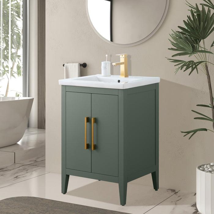 24" Single Sink Modern Freestanding Bathroom Vanity Set with Arabescato White Engineered Marble Top – Storage Cabinet with Soft-Closing Doors VA9024 - HomeBeyond