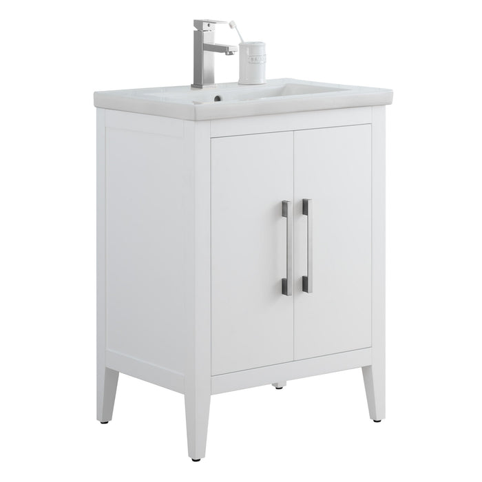 24" Single Sink Modern Freestanding Bathroom Vanity Set with Arabescato White Engineered Marble Top – Storage Cabinet with Soft-Closing Doors VA9024 - HomeBeyond