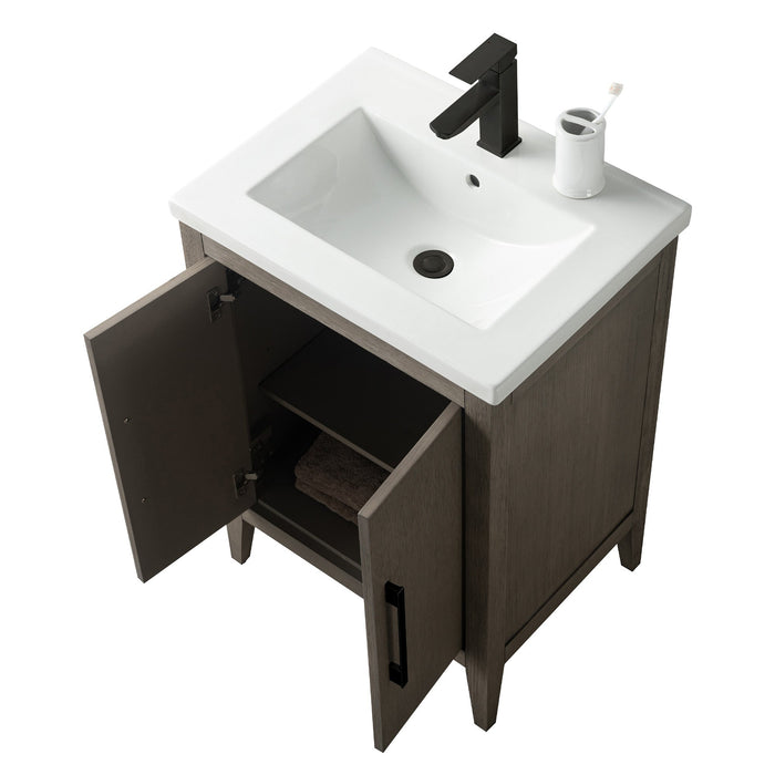 24" Single Sink Modern Freestanding Bathroom Vanity Set with Arabescato White Engineered Marble Top – Storage Cabinet with Soft-Closing Doors VA9024 - HomeBeyond