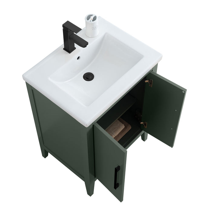 24" Single Sink Modern Freestanding Bathroom Vanity Set with Arabescato White Engineered Marble Top – Storage Cabinet with Soft-Closing Doors VA9024 - HomeBeyond