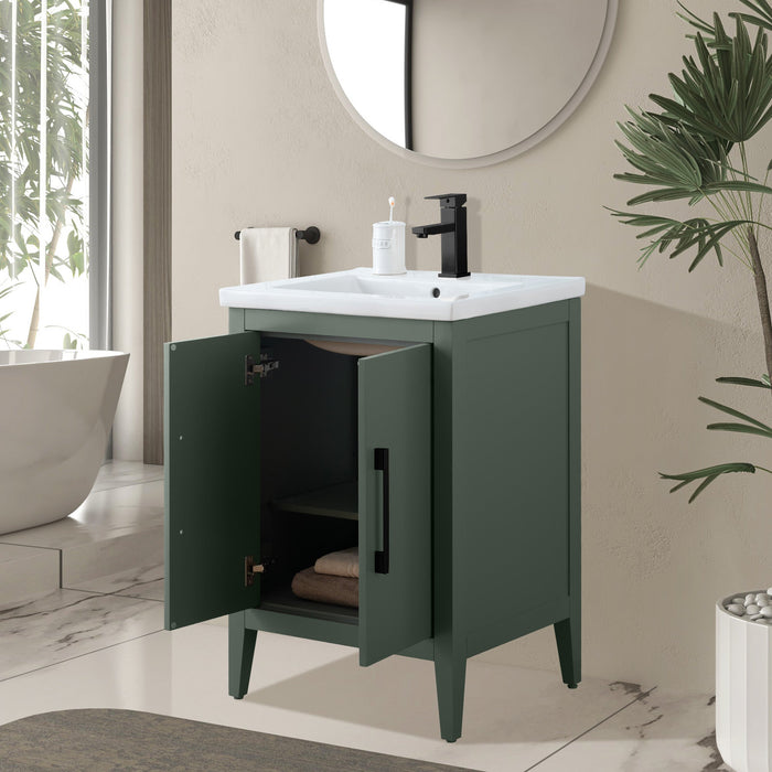 24" Single Sink Modern Freestanding Bathroom Vanity Set with Arabescato White Engineered Marble Top – Storage Cabinet with Soft-Closing Doors VA9024 - HomeBeyond