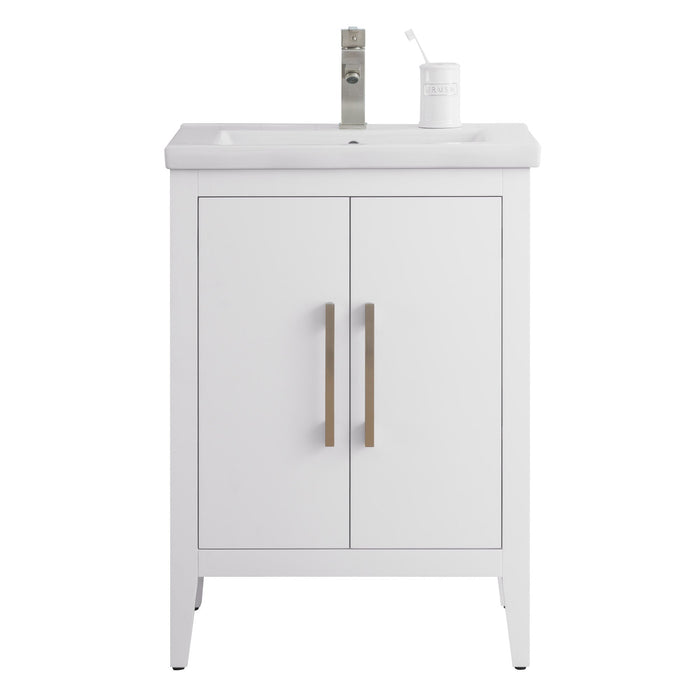 24" Single Sink Modern Freestanding Bathroom Vanity Set with Arabescato White Engineered Marble Top – Storage Cabinet with Soft-Closing Doors VA9024 - HomeBeyond