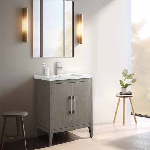 24" Single Sink Modern Freestanding Bathroom Vanity Set with Arabescato White Engineered Marble Top – Storage Cabinet with Soft-Closing Doors VA9024 - HomeBeyond