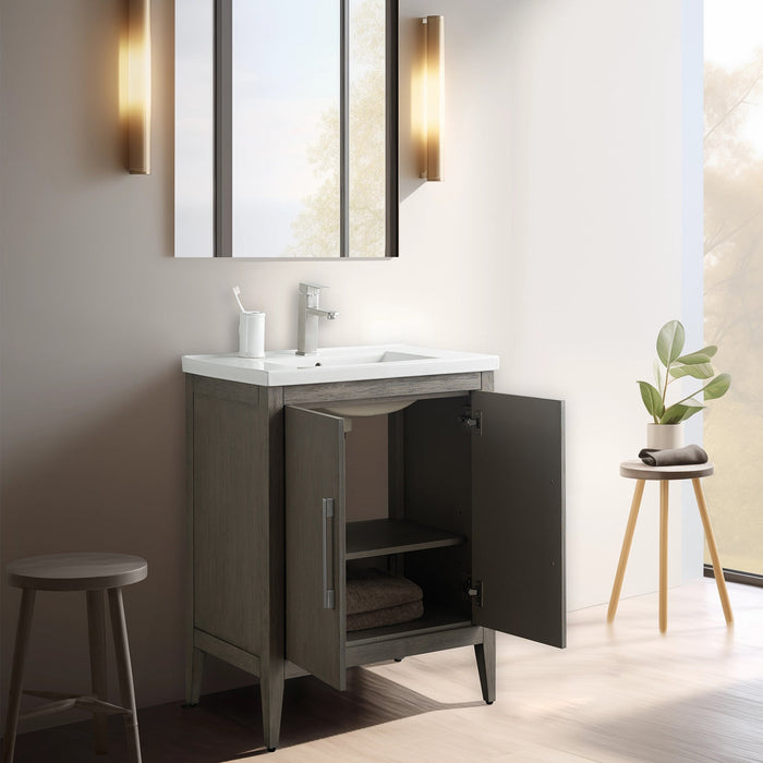 24" Single Sink Modern Freestanding Bathroom Vanity Set with Arabescato White Engineered Marble Top – Storage Cabinet with Soft-Closing Doors VA9024 - HomeBeyond