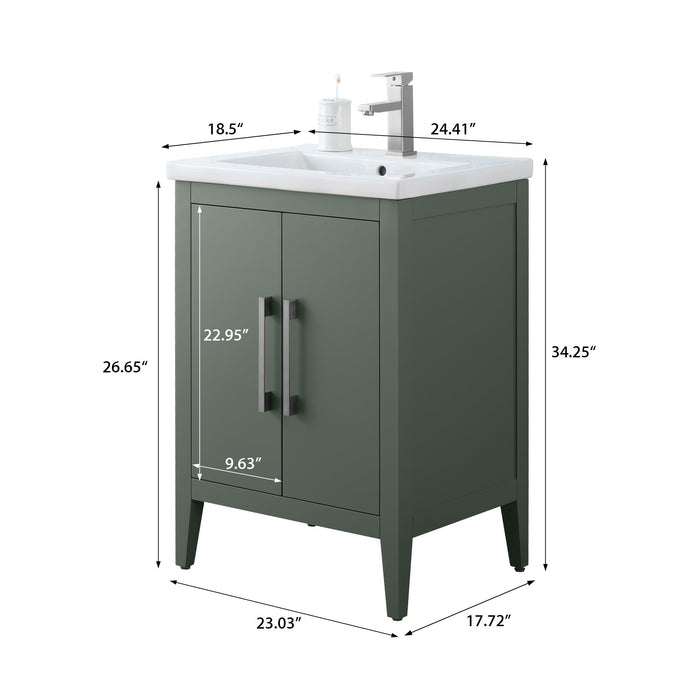 24" Single Sink Modern Freestanding Bathroom Vanity Set with Arabescato White Engineered Marble Top – Storage Cabinet with Soft-Closing Doors VA9024 - HomeBeyond