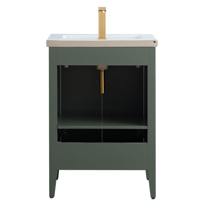 24" Single Sink Modern Freestanding Bathroom Vanity Set with Arabescato White Engineered Marble Top – Storage Cabinet with Soft-Closing Doors VA9024 - HomeBeyond