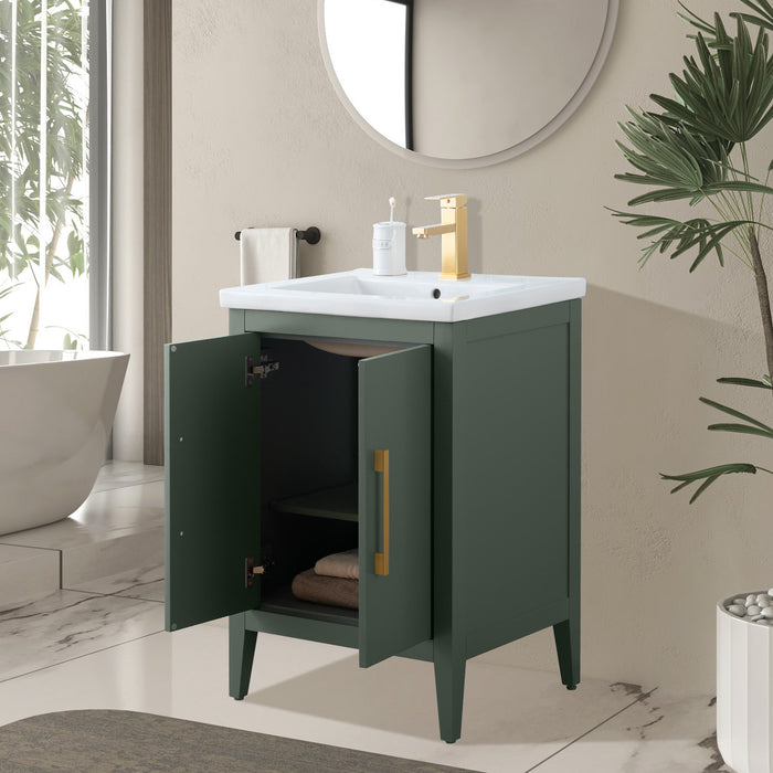 24" Single Sink Modern Freestanding Bathroom Vanity Set with Arabescato White Engineered Marble Top – Storage Cabinet with Soft-Closing Doors VA9024 - HomeBeyond