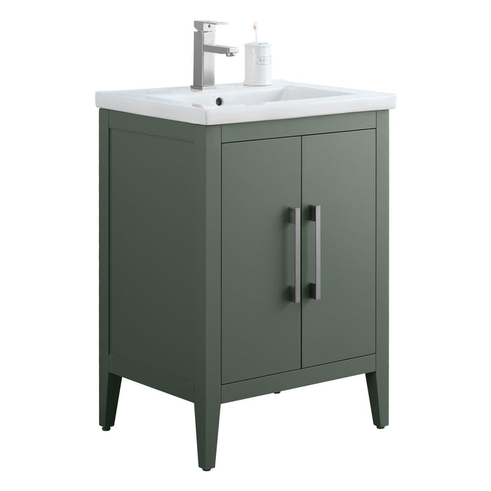 24" Single Sink Modern Freestanding Bathroom Vanity Set with Arabescato White Engineered Marble Top – Storage Cabinet with Soft-Closing Doors VA9024 - HomeBeyond