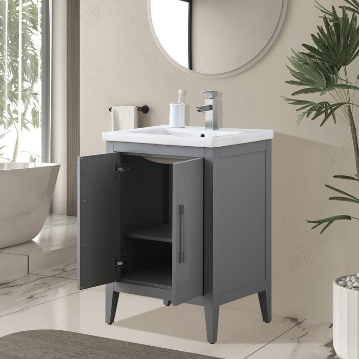 24" Single Sink Modern Freestanding Bathroom Vanity Set with Arabescato White Engineered Marble Top – Storage Cabinet with Soft-Closing Doors VA9024 - HomeBeyond