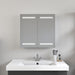 26" x 25" Frameless LED Lighted Bathroom Vanity Wall Mirror with Wooden Medicine Cabinet - HomeBeyond