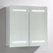 26" x 25" Frameless LED Lighted Bathroom Vanity Wall Mirror with Wooden Medicine Cabinet - HomeBeyond